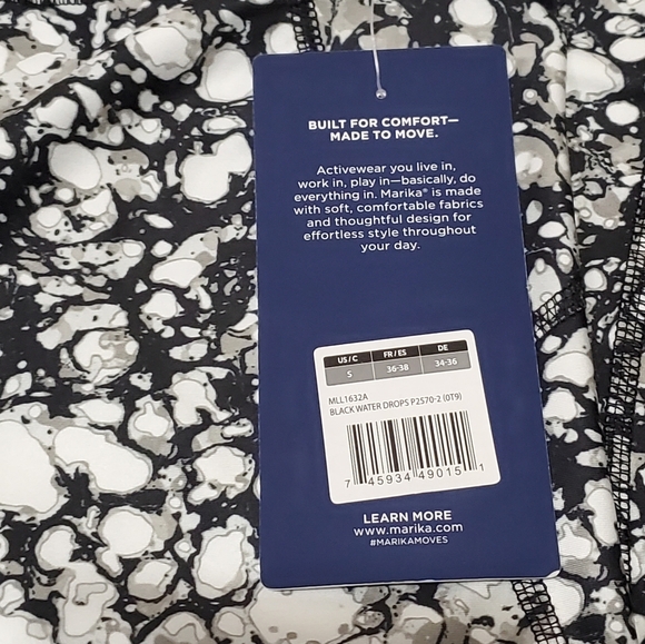 Ankle Leggings Size Small Black and Qhite Water Drop Print NWT - Picture 5 of 7